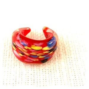 Hand blown red glass ring